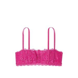 Victoria's Secret Women's Large Dream Angels Lace Lightly Lined Bandeau Bra Pink